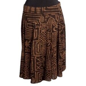 Chaps 6 Skirt Lined Brown Tan Sheer Overlay Hidden Zipper